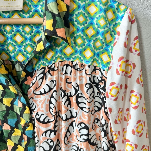 Maeve by Anthropologie The Paz Patchwork Buttondown Shirt Size Medium - Picture 2 of 6